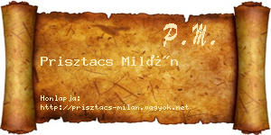 Prisztacs Milán névjegykártya